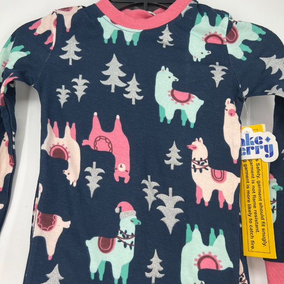 Tucker + Tate Kid's Sleepwear 2Piece Llamas Christmas Pajama Sets Navy 5Y NWT - Picture 3 of 6